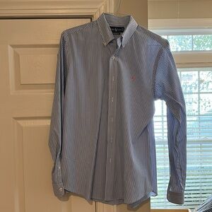 Ralph Lauren White and Blue Striped Dress Shirt